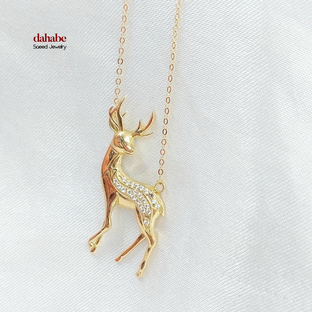 18K عقد غزال مرصع-مجوهرات الشيخ سعيد-Saeed Jewelry 
