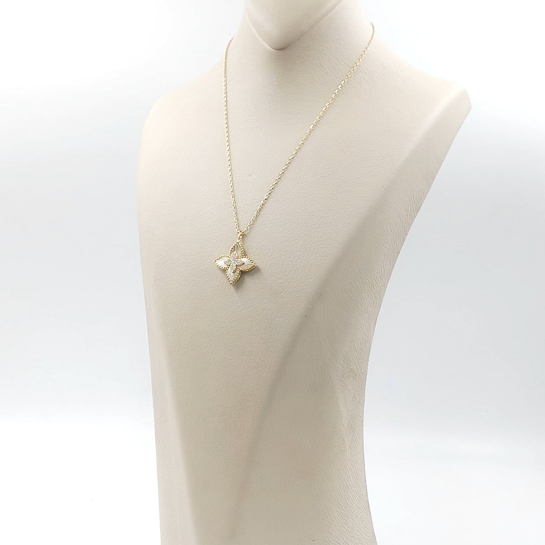 Zircon Studded Star Necklace Made of 18K Gold by Saeed Jewelry 