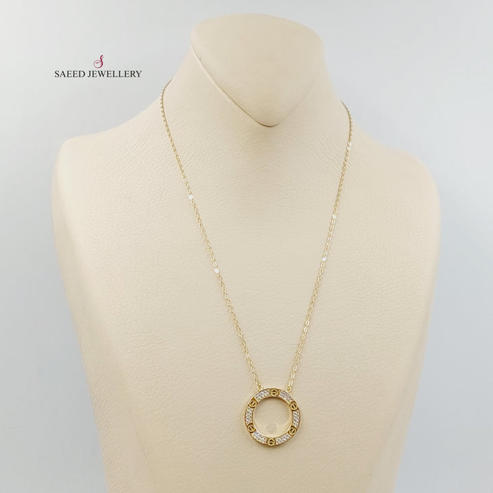 18K Gold Zircon Studded Figaro Necklace by Saeed Jewelry - Image 4