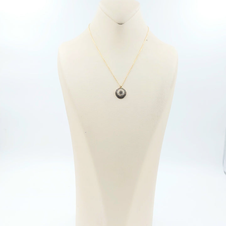 Zircon Studded Rounded Necklace Made of 18K Gold by Saeed Jewelry 