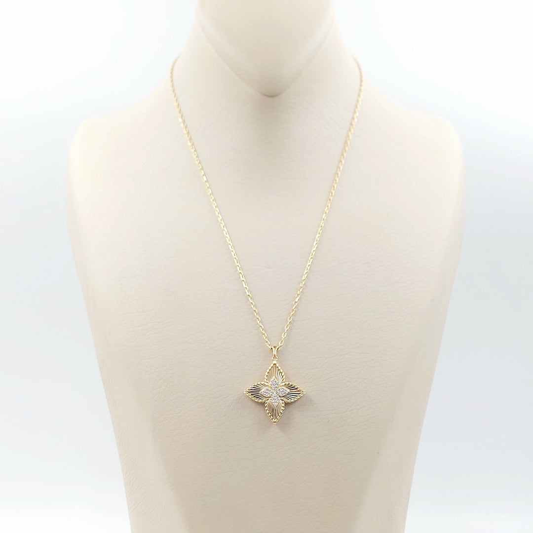 Zircon Studded Star Necklace Made of 18K Gold by Saeed Jewelry 
