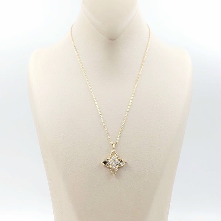 Zircon Studded Star Necklace Made of 18K Gold by Saeed Jewelry 