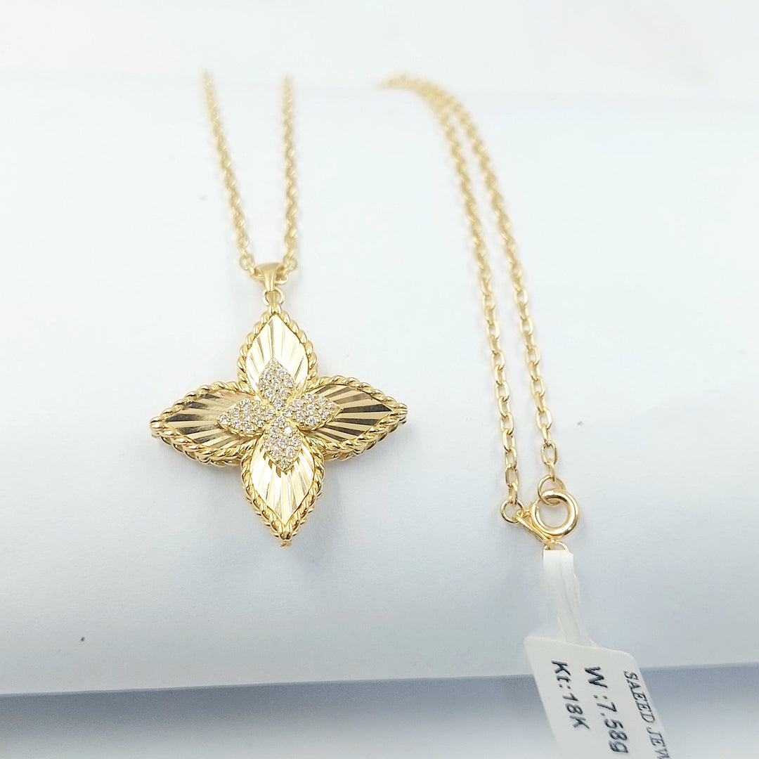 Zircon Studded Star Necklace Made of 18K Gold by Saeed Jewelry 