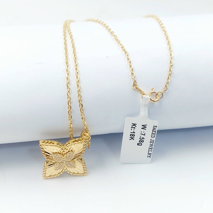 Zircon Studded Star Necklace Made of 18K Gold by Saeed Jewelry 