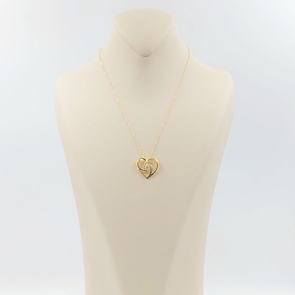 18K عقد قلب مرصع-مجوهرات الشيخ سعيد-Saeed Jewelry 
