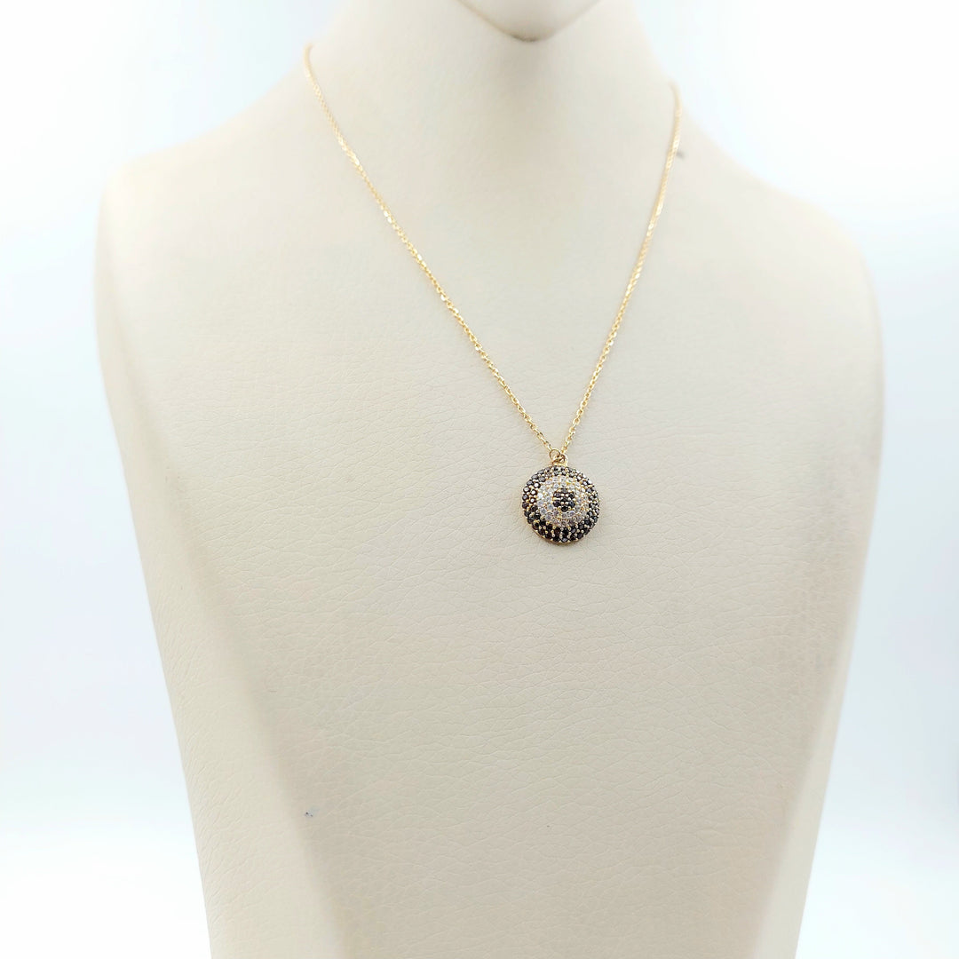 Zircon Studded Rounded Necklace Made of 18K Gold by Saeed Jewelry 
