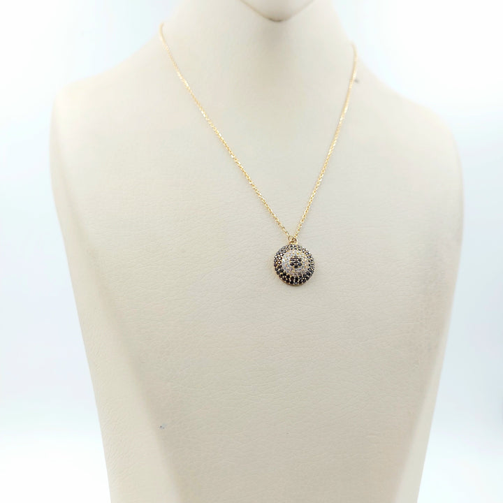 Zircon Studded Rounded Necklace Made of 18K Gold by Saeed Jewelry 