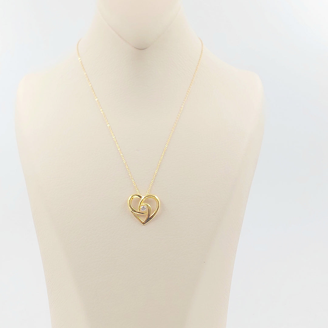 18K عقد قلب مرصع-مجوهرات الشيخ سعيد-Saeed Jewelry 