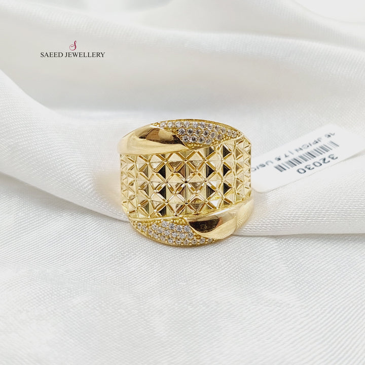 18K Gold Zircon Studded Italian Ring by Saeed Jewelry - Image 4