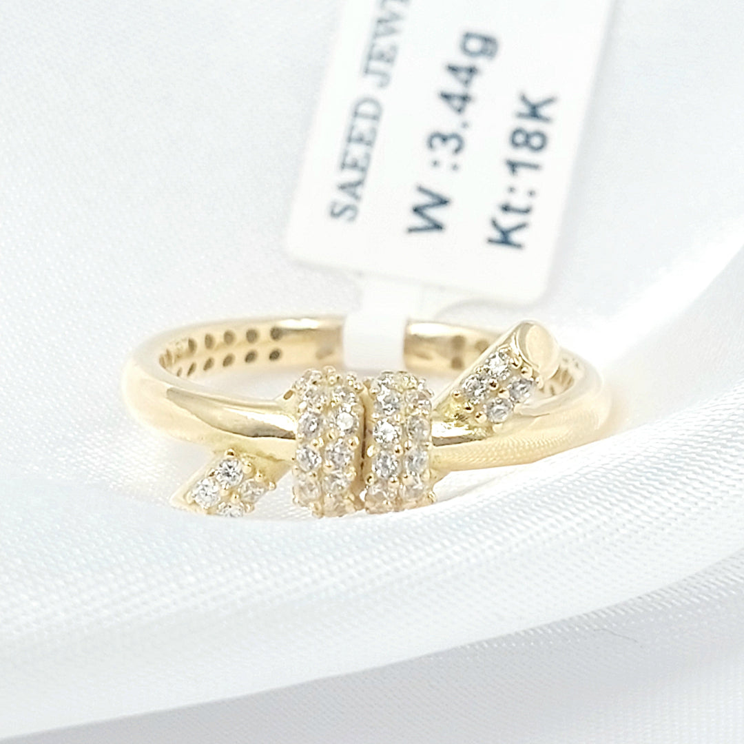Zircon Studded Deluxe Ring Made of 18K Gold by Saeed Jewelry 