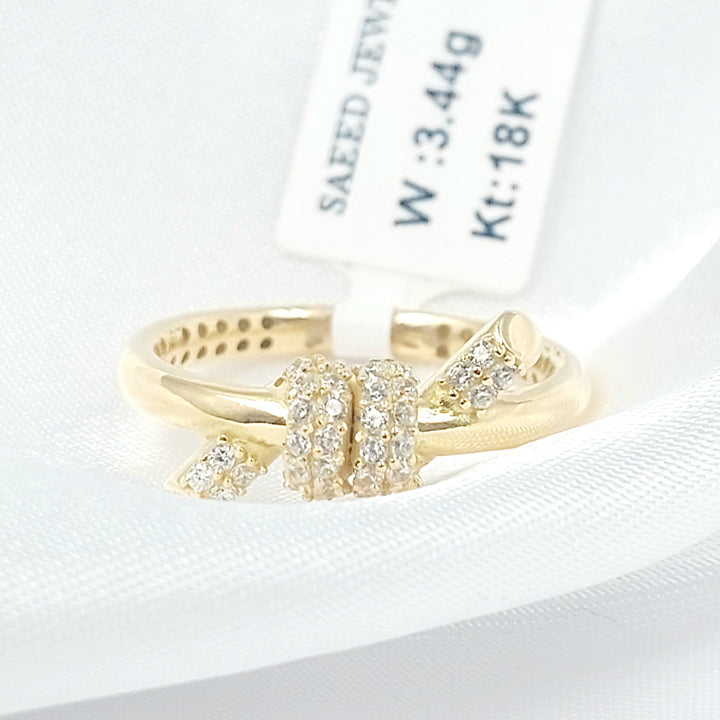 Zircon Studded Deluxe Ring Made of 18K Gold by Saeed Jewelry 