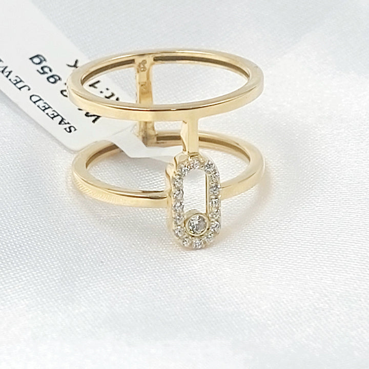 Zircon Studded Deluxe Ring Made of 18K Gold by Saeed Jewelry 