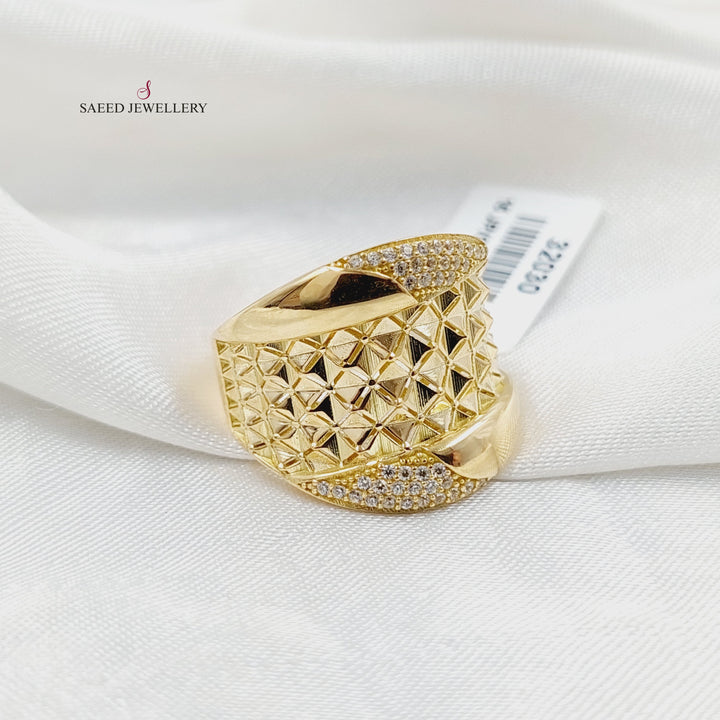 18K Gold Zircon Studded Italian Ring by Saeed Jewelry - Image 3