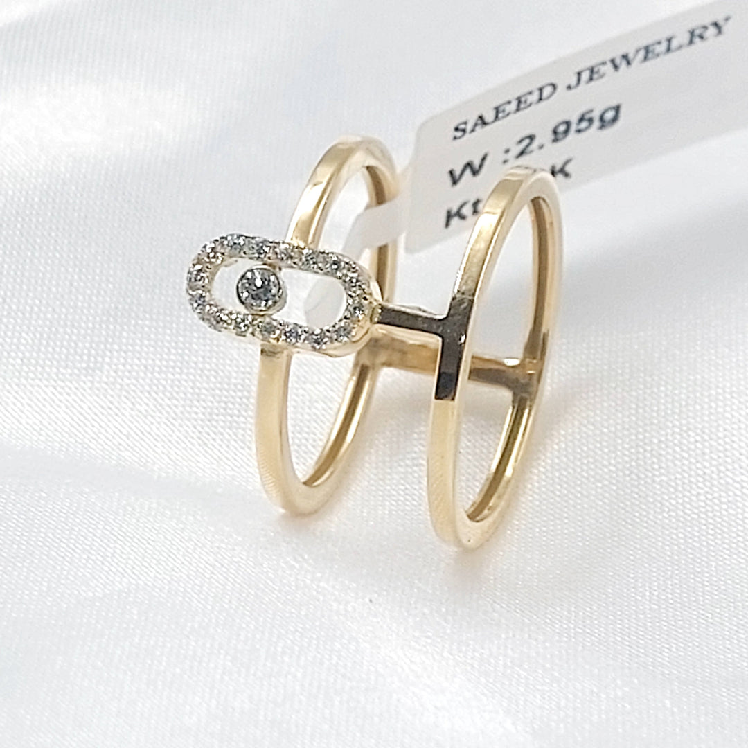 Zircon Studded Deluxe Ring Made of 18K Gold by Saeed Jewelry 