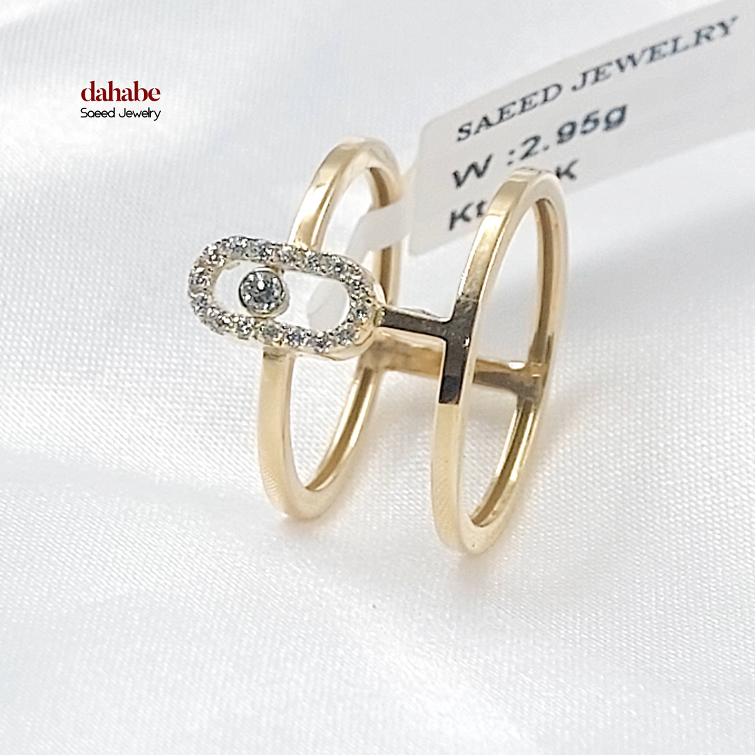 18K Gold Zircon Link Ring