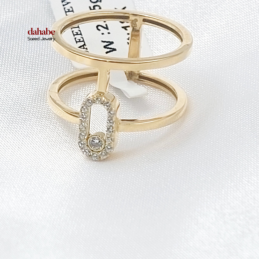 18K Gold Zircon Link Ring