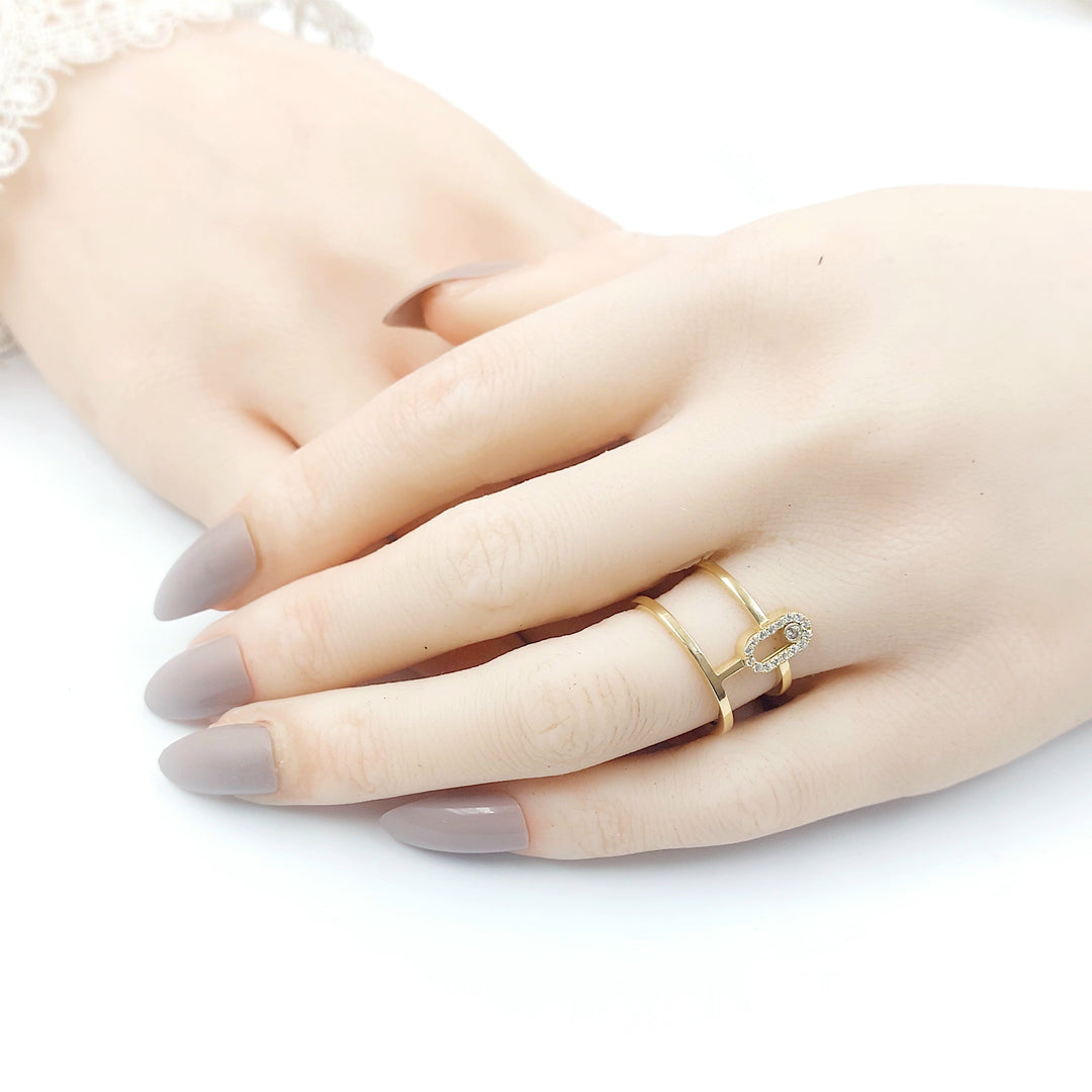 Zircon Studded Deluxe Ring Made of 18K Gold by Saeed Jewelry 