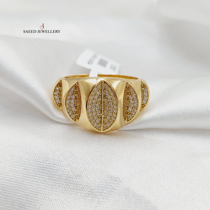 18K Gold Zircon Studded Deluxe Ring by Saeed Jewelry - Image 2