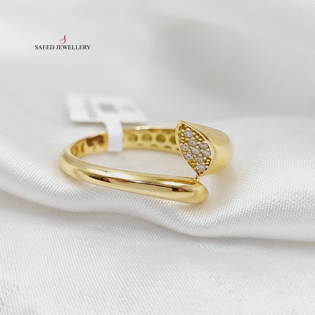 18K Gold Zircon Studded Nail Ring by Saeed Jewelry - Image 1