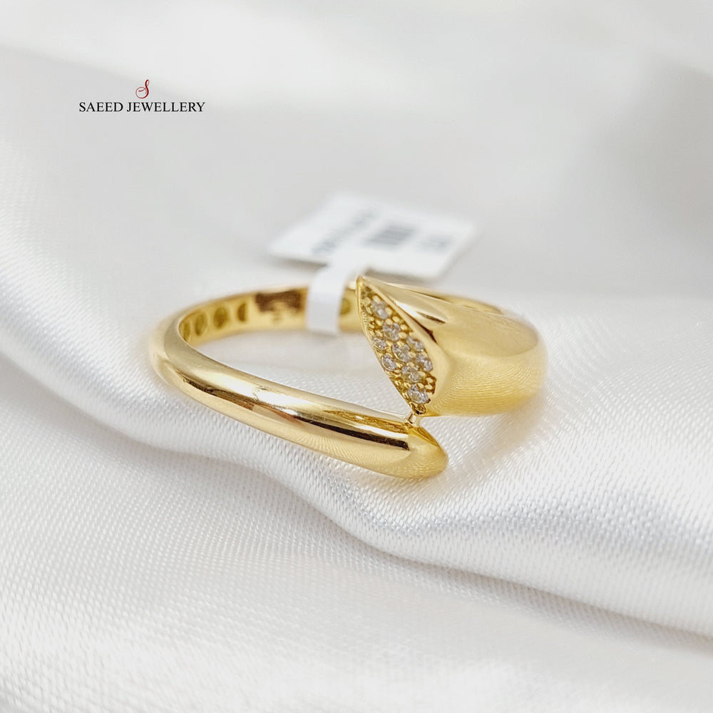 18K Gold Zircon Studded Nail Ring by Saeed Jewelry - Image 2