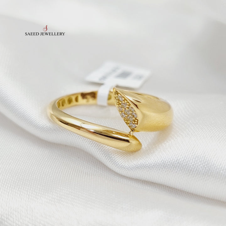 18K Gold Zircon Studded Nail Ring by Saeed Jewelry - Image 2