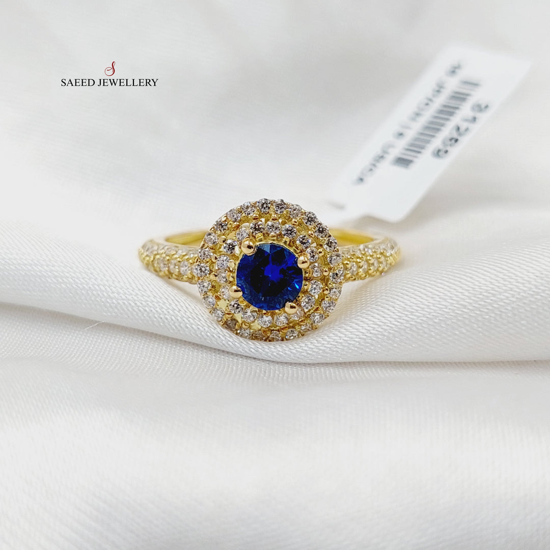 18K Gold Zircon Studded Turquoise Ring by Saeed Jewelry - Image 1