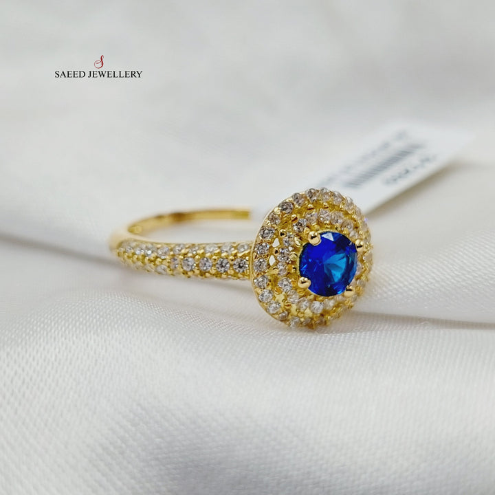 18K Gold Zircon Studded Turquoise Ring by Saeed Jewelry - Image 2