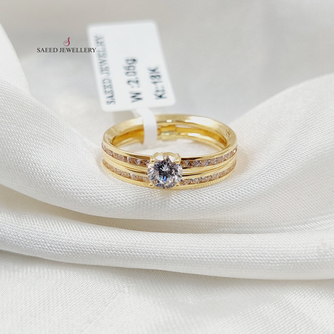 18K Gold Zircon Studded Hoop Solitaire Engagement Ring by Saeed Jewelry - Image 1