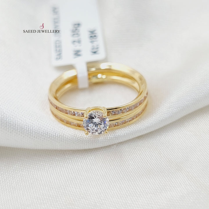 18K Gold Zircon Studded Hoop Solitaire Engagement Ring by Saeed Jewelry - Image 5