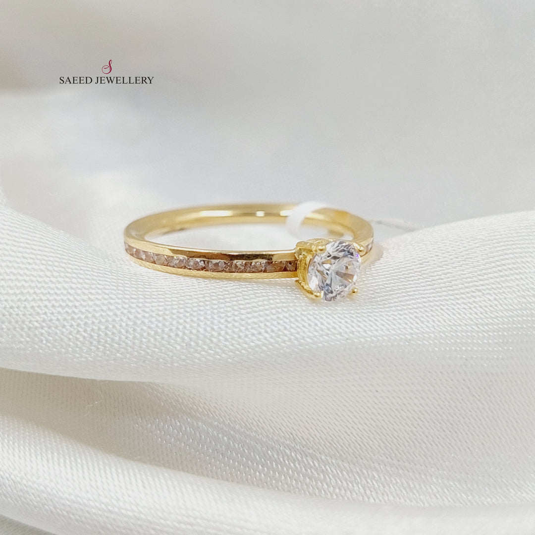 18K Gold Zircon Studded Hoop Solitaire Engagement Ring by Saeed Jewelry - Image 2