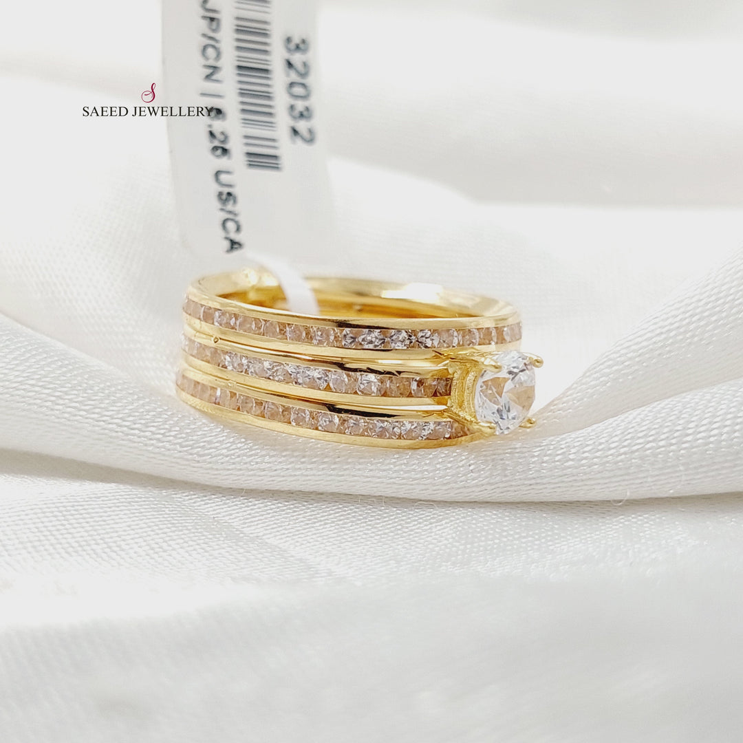 18K Gold Zircon Studded Hoop Solitaire Engagement Ring by Saeed Jewelry - Image 3