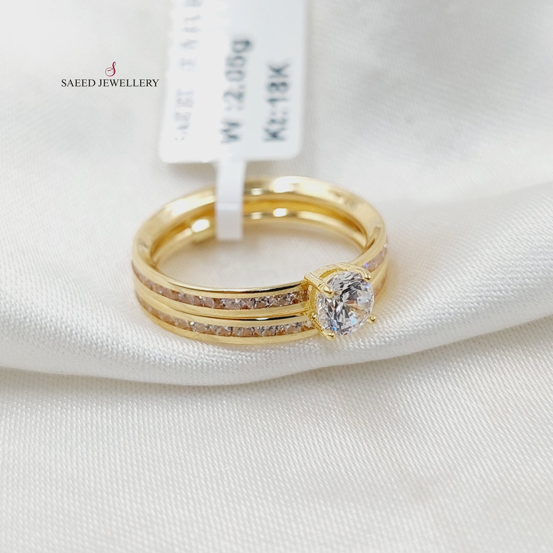 18K Gold Zircon Studded Hoop Solitaire Engagement Ring by Saeed Jewelry - Image 3