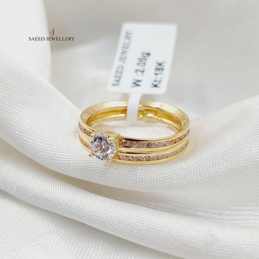 18K Gold Zircon Studded Hoop Solitaire Engagement Ring by Saeed Jewelry - Image 2