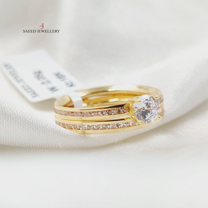 18K Gold Zircon Studded Hoop Solitaire Engagement Ring by Saeed Jewelry - Image 7