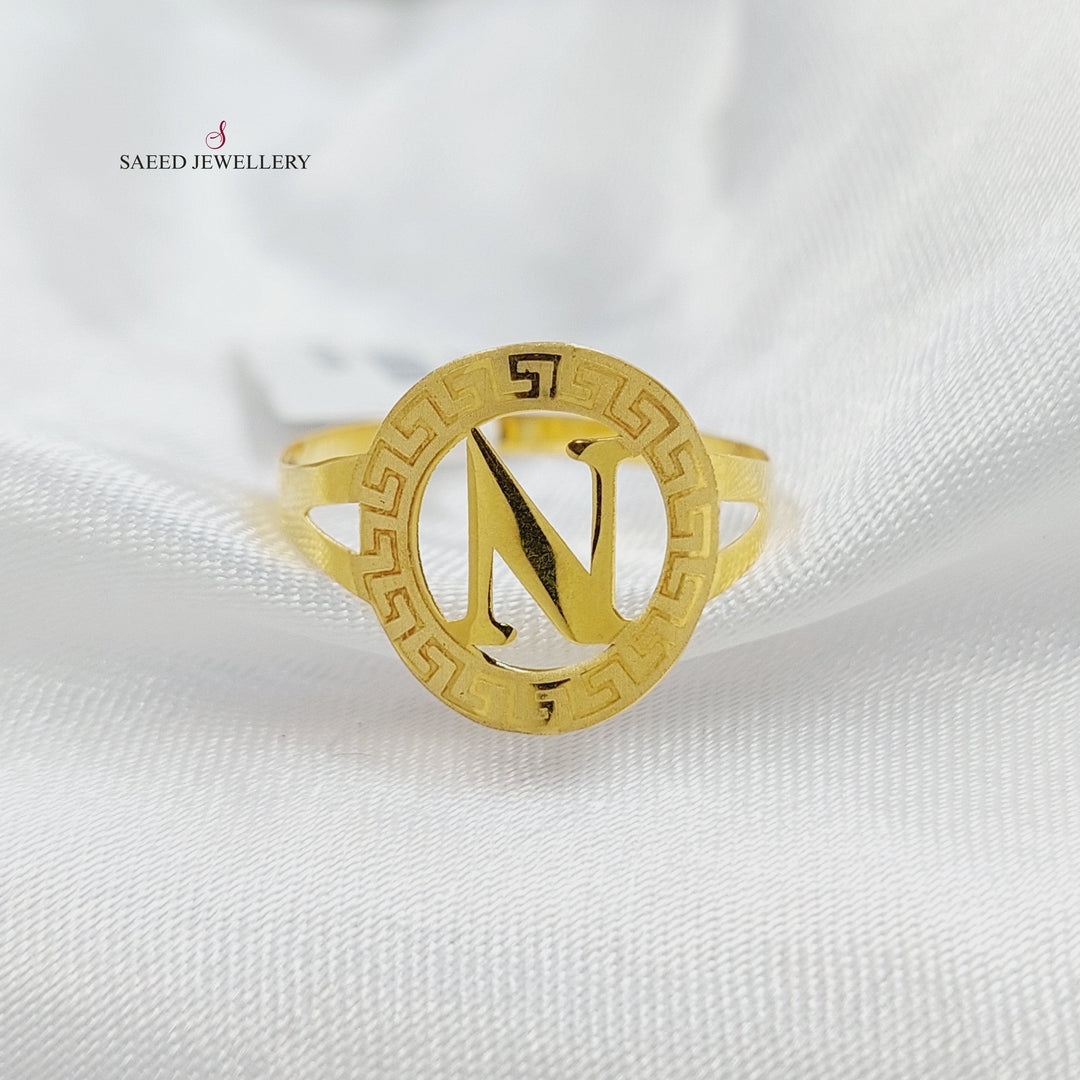 خاتم N حرف Made of 18KK Gold by Saeed Jewelry 
