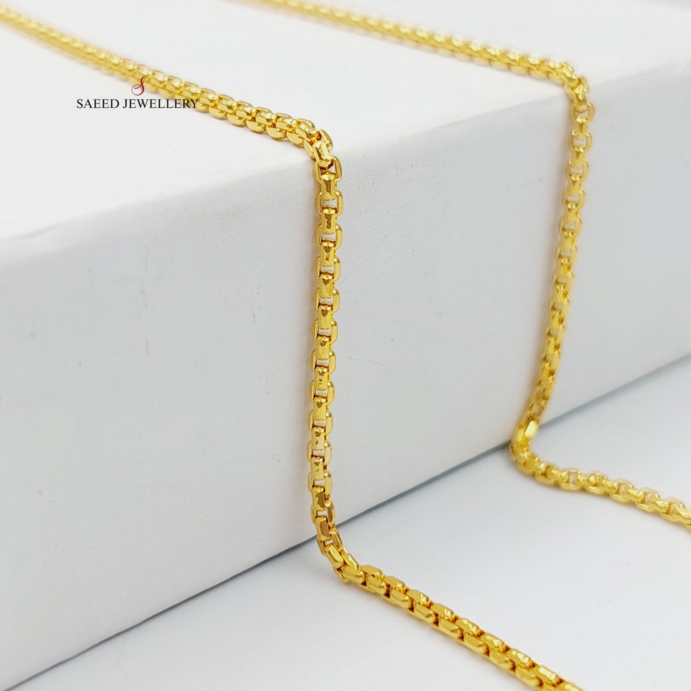 (1.5mm) Box Chain 50cm Made Of 21K Yellow Gold by Saeed Jewelry-28559
