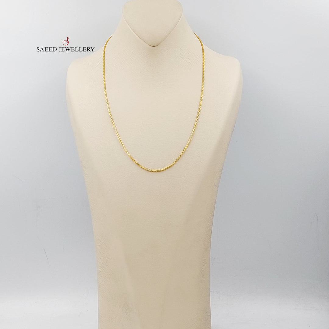 (1.5mm) Box Chain 50cm Made Of 21K Yellow Gold by Saeed Jewelry-28559