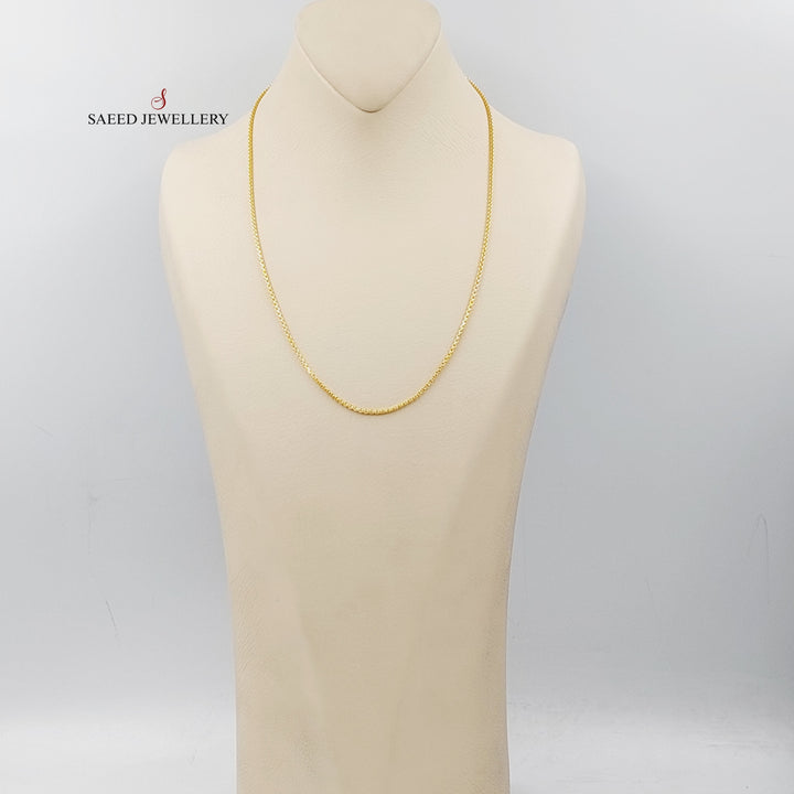 (1.5mm) Box Chain 50cm Made Of 21K Yellow Gold by Saeed Jewelry-28559