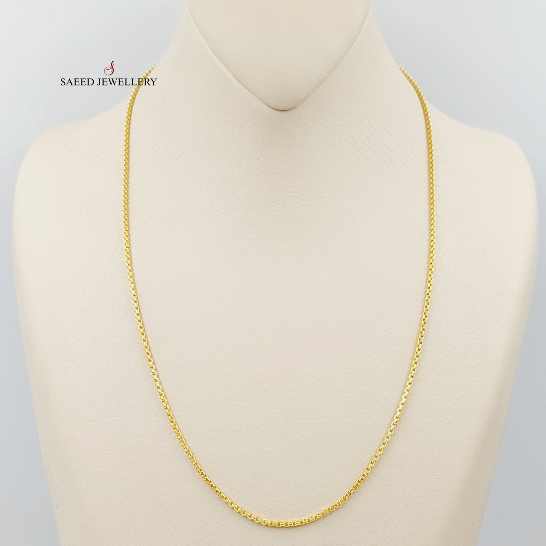 (1.5mm) Box Chain 50cm Made Of 21K Yellow Gold by Saeed Jewelry-28559