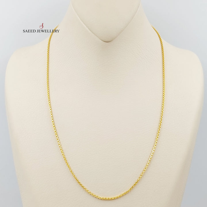 (1.5mm) Box Chain 50cm Made Of 21K Yellow Gold by Saeed Jewelry-28559