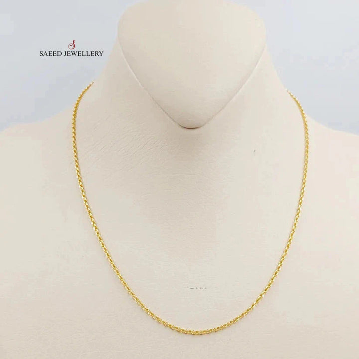 21K Gold 1.5mm Cable Link Chain 40cm by Saeed Jewelry - Image 4