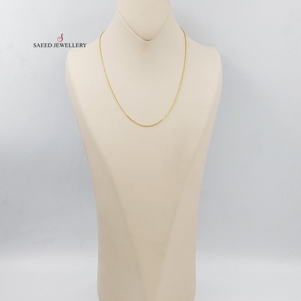 (1.5mm) Cable Link Chain 45cm Made Of 21K Yellow Gold by Saeed Jewelry-28609