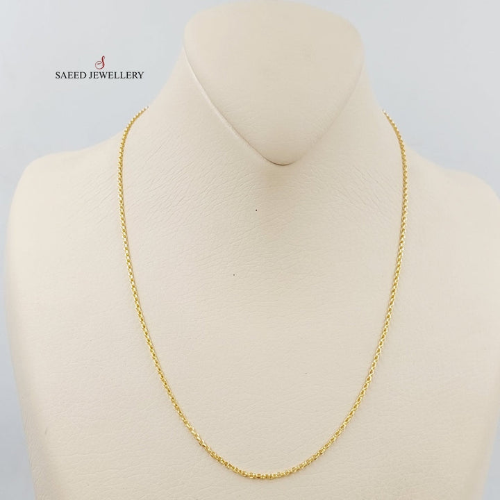 21K Gold 1.5mm Cable Link Chain 45cm by Saeed Jewelry - Image 3