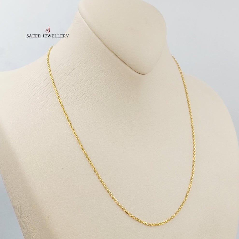 21K Gold 1.5mm Cable Link Chain 45cm by Saeed Jewelry - Image 4