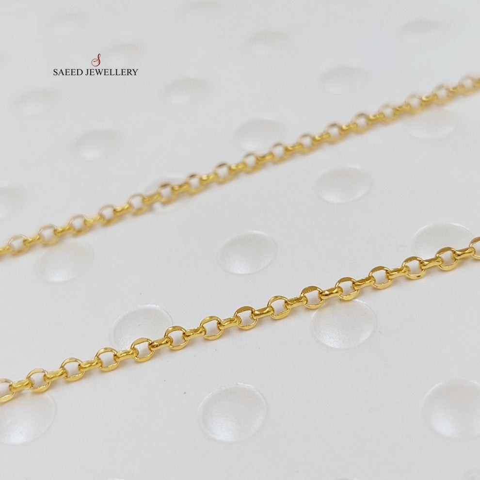 (1.5mm) Cable Link Chain 45cm Made Of 21K Yellow Gold by Saeed Jewelry-28609