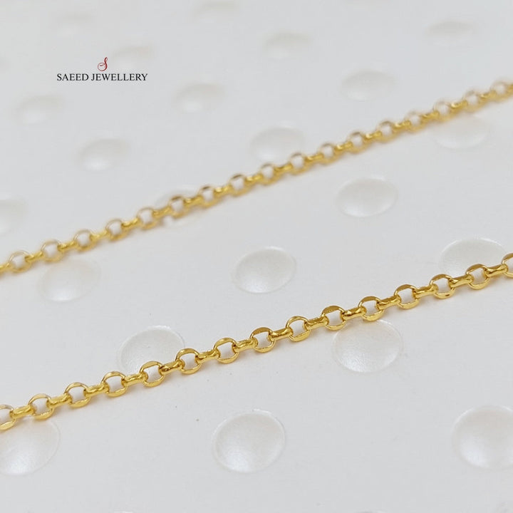 (1.5mm) Cable Link Chain 45cm Made Of 21K Yellow Gold by Saeed Jewelry-28609
