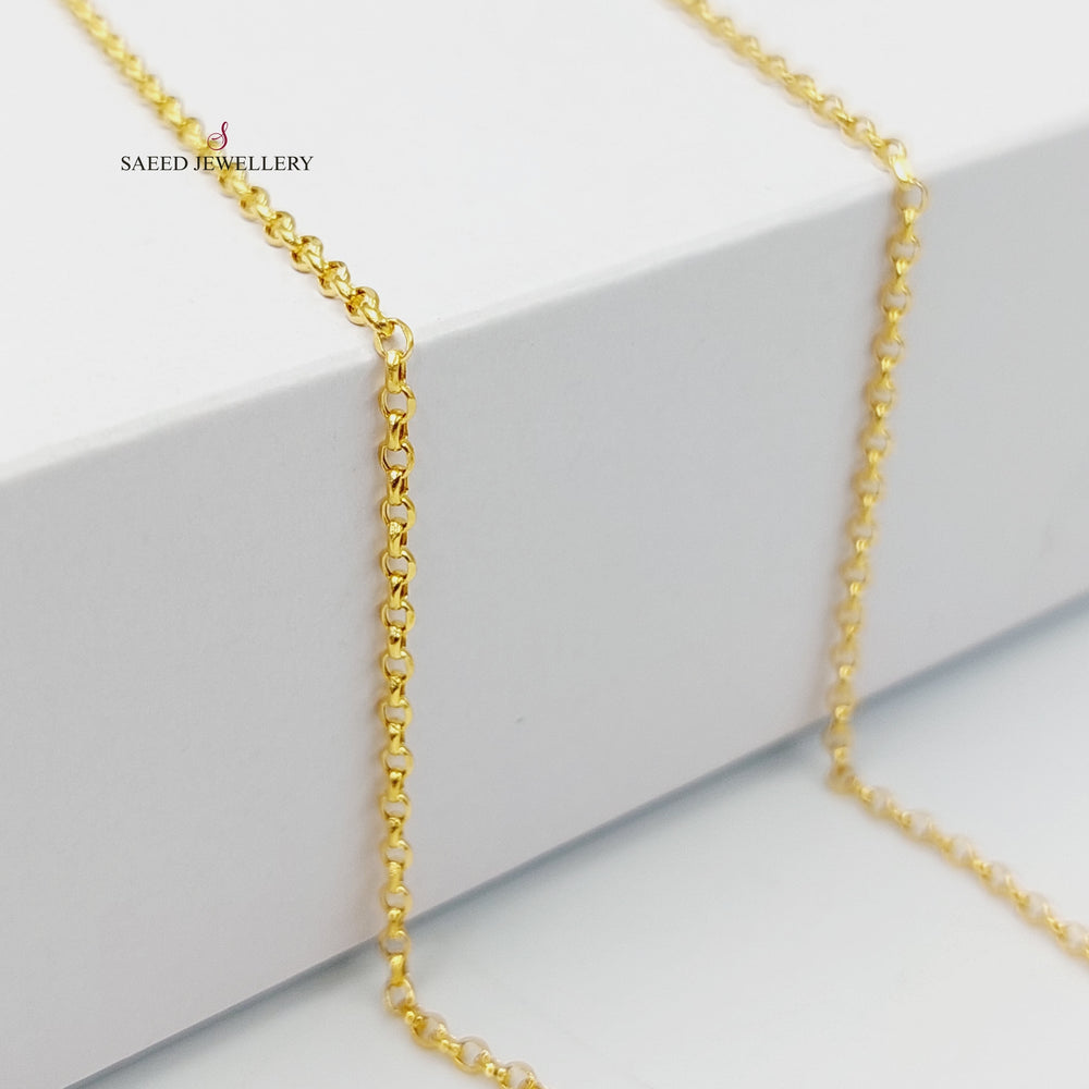 (1.5mm) Cable Link Chain 60cm Made Of 21K Yellow Gold by Saeed Jewelry-29816