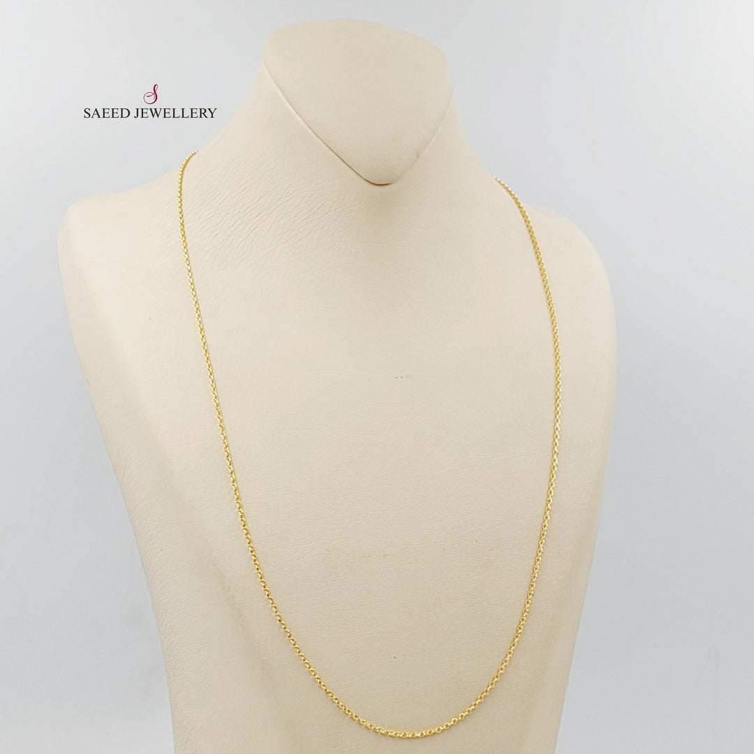 (1.5mm) Cable Link Chain 60cm Made Of 21K Yellow Gold by Saeed Jewelry-29816