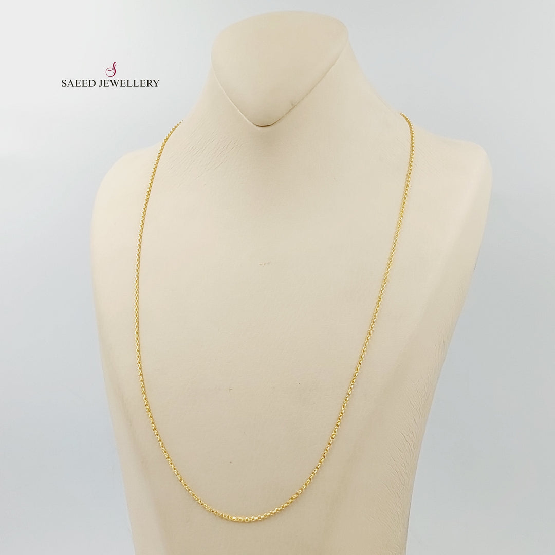 (1.5mm) Cable Link Chain 60cm Made Of 21K Yellow Gold by Saeed Jewelry-29816