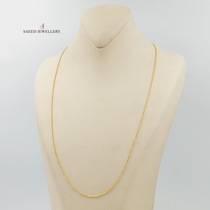 (1.5mm) Cable Link Chain 60cm Made Of 21K Yellow Gold by Saeed Jewelry-29816